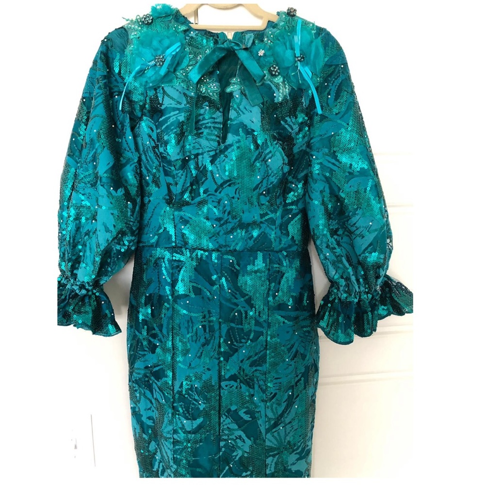 Green Sequin Customized Occassion Dress - Picture 5 of 9